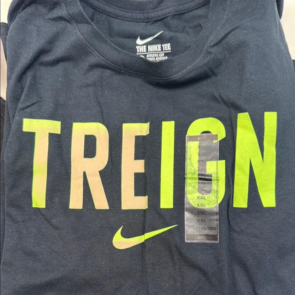 Nike Black T-Shirt with Bright Green Lettering